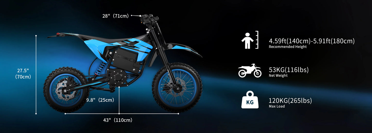 Zawes S3 5000W MINI Elektrinis Bekelės Motociklas