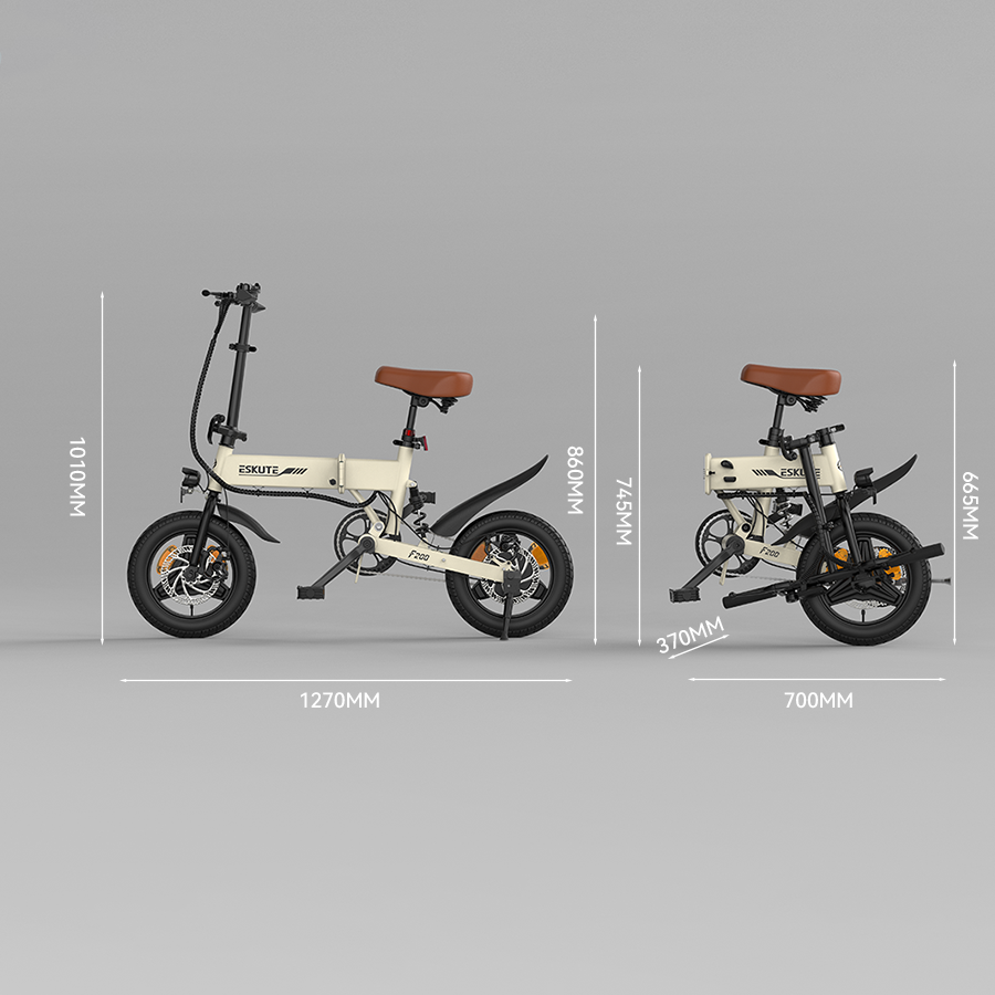 ESKUTE F200 Mini 14 colių padangų elektrinis sulankstomas dviratis