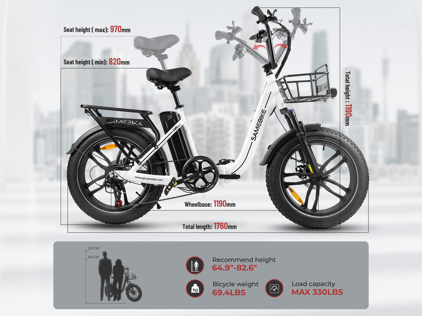 SAMEBIKE C05 Pro laipsniškas sulankstomas riebalų padangų elektrinis dviratis