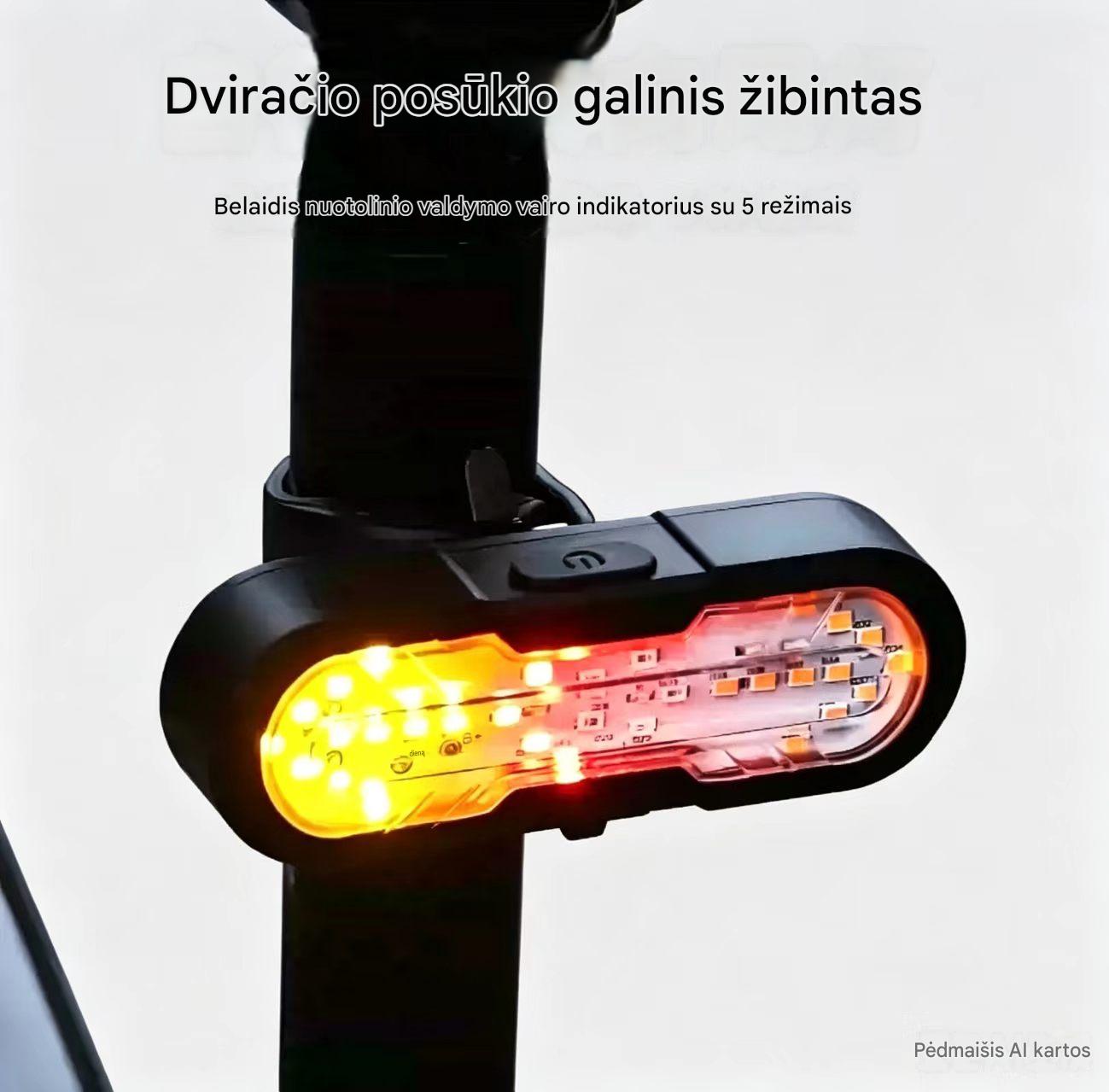 USB įkraunamas posūkių galinis žibintas