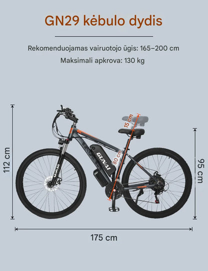GUNAI GN29 750W ilgalaikis nuotolis elektrinis kalnų dviratis
