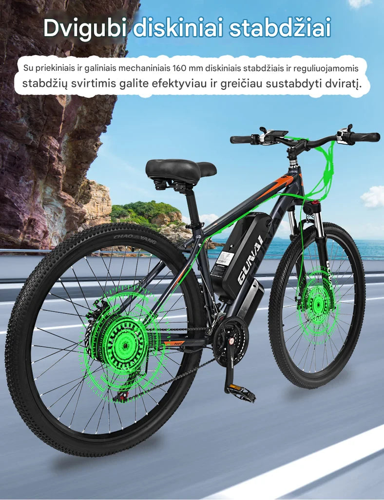 GUNAI GN29 750W ilgalaikis nuotolis elektrinis kalnų dviratis