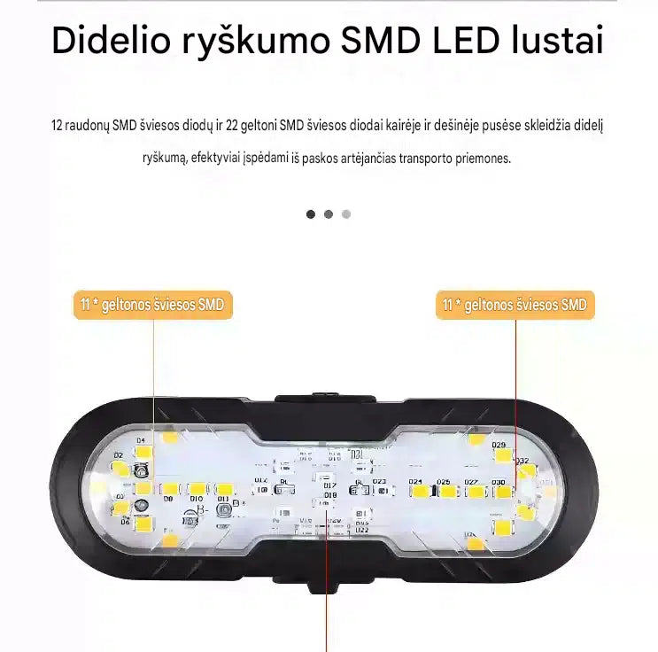 USB įkraunamas posūkių galinis žibintas