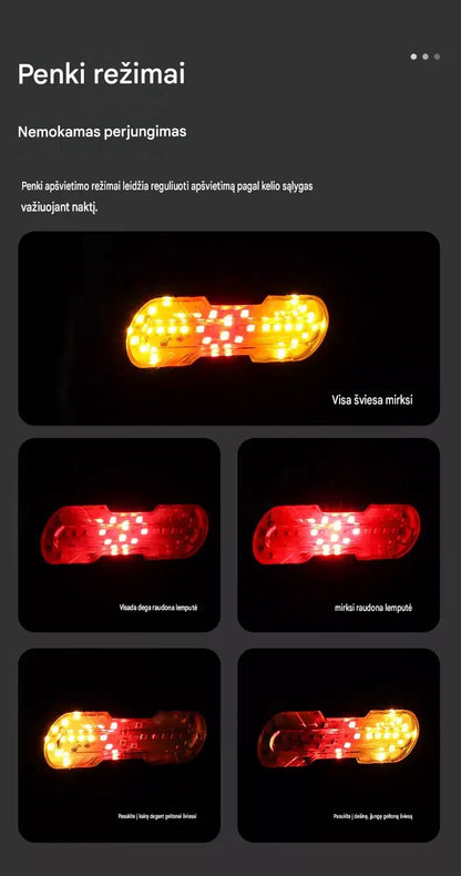 USB įkraunamas posūkių galinis žibintas