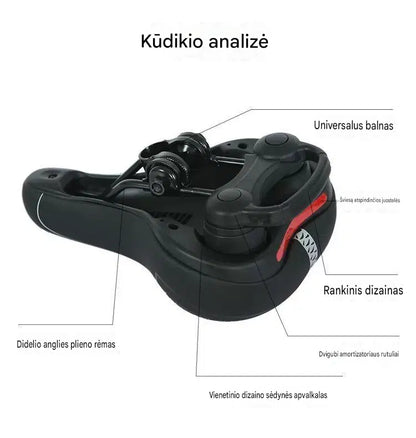 Patogus kvėpuojantis dviračio balnelis su amortizacija